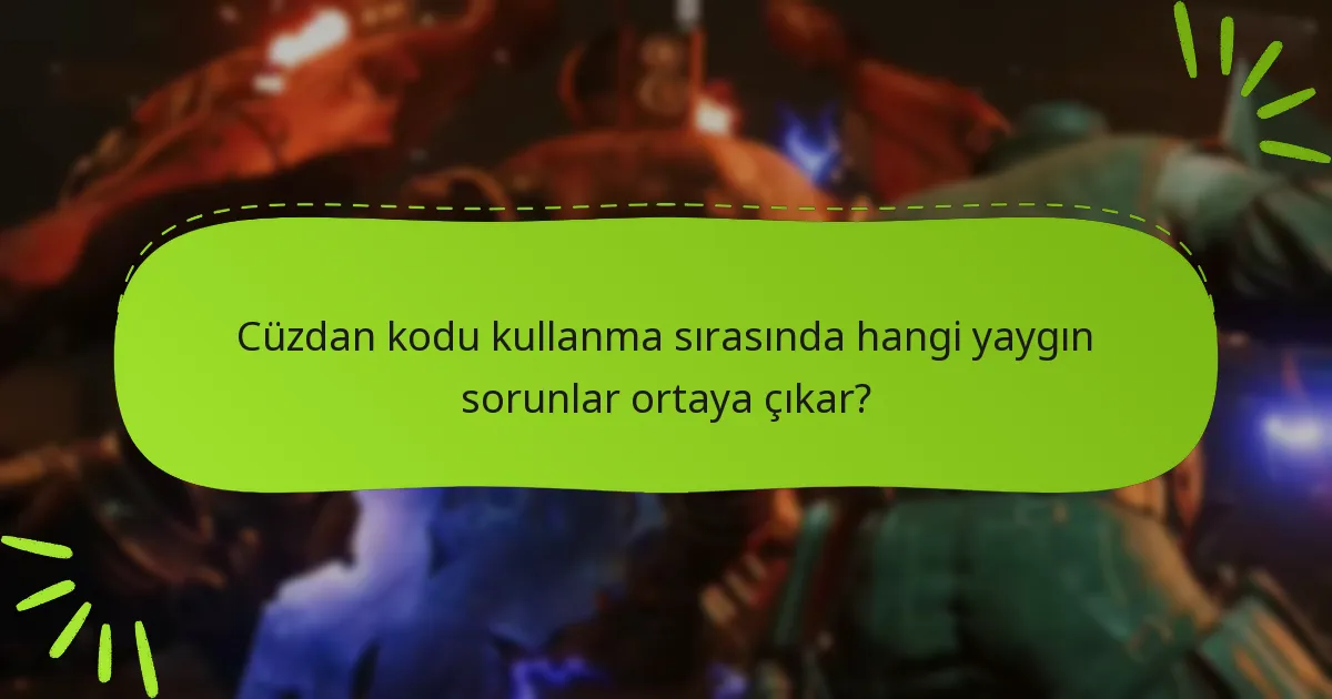 Cüzdan kodu kullanma sırasında hangi yaygın sorunlar ortaya çıkar?